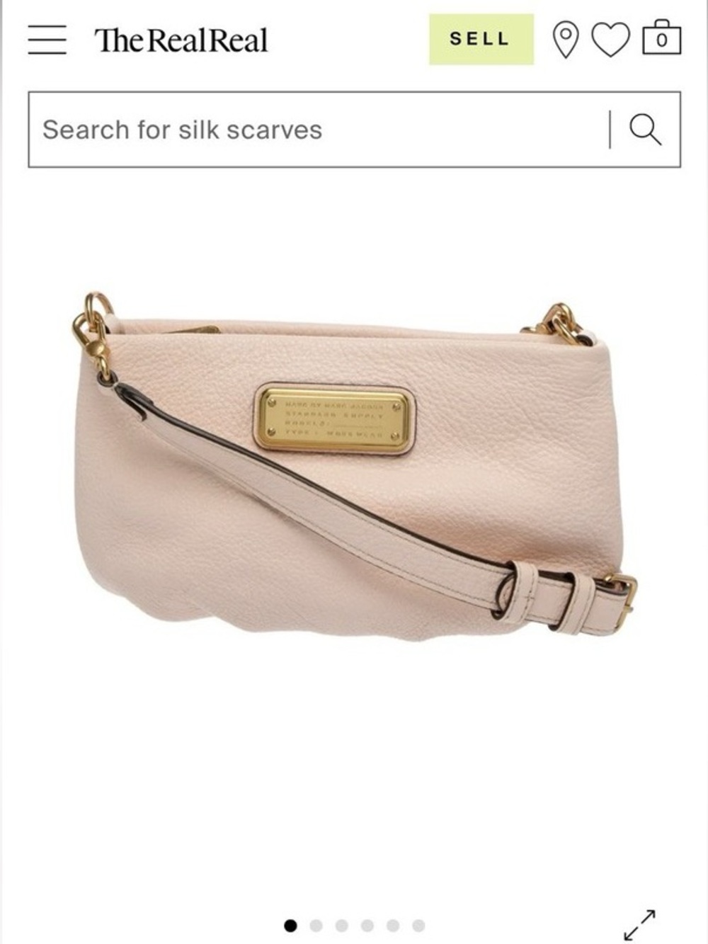 Marc Jacobs Blush Pebble Leather Shoulder Bag with Gold Plate
